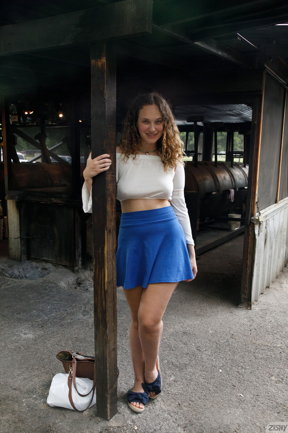 Carrie Barber in a Blue Skirt