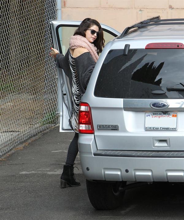 Selena Gomez arriving at a studio in LA 2/8/13 