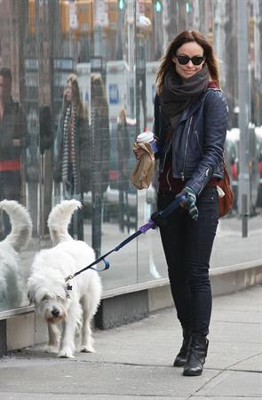 Olivia Wilde out walking her dog in New York City - February 16, 2013 