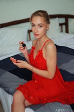 Kelly Collins in a Red Babydoll