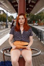 Curvy Rae Frederickson in a Yellow Skirt