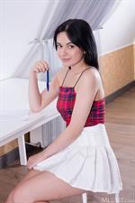 Cute Baiba Shows Bald Pussy