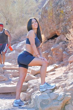 Zoey exercises outside horny and gets naked  