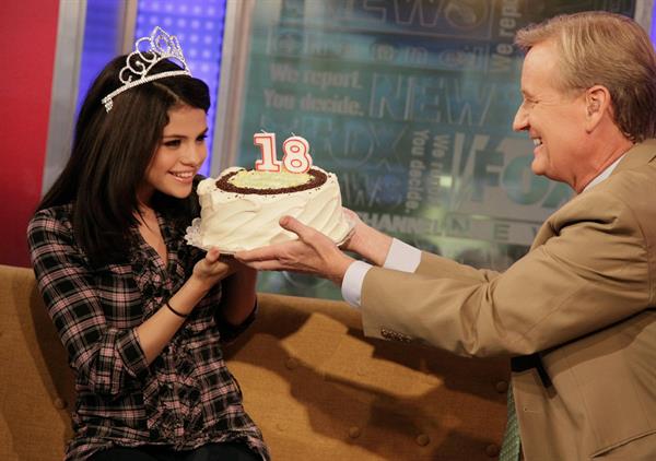 Selena Gomez celebrates her 18th birthday on Fox and Friends on July 22, 2010 