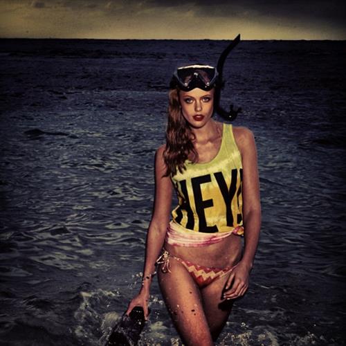 Frida Gustavsson in a bikini